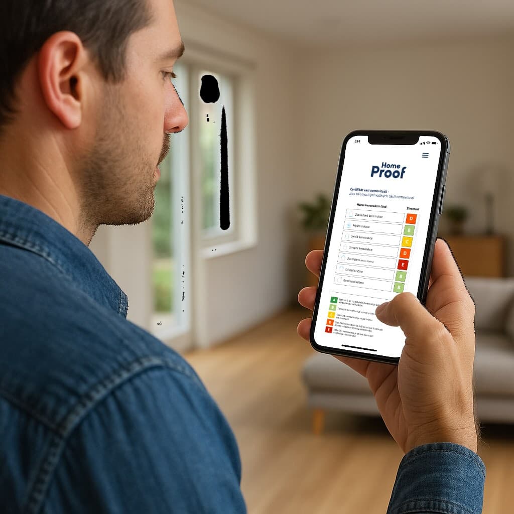 Muž používající mobilní aplikaci HomeProof